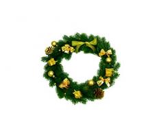 Best Season Wandkranz mit Dekoration, gold, ca. 30cm Durchmess, Plastik, Grün, 30 x 30 x 7.5 cm