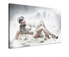 LANA KK - Leinwandbild Eiskönigin Romantik & Erotik auf Echtholz-Keilrahmen â Fotoleinwand-Kunstdruck in weiÃ, einteilig & fertig gerahmt in 120x80cm