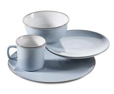Mäser 931445 Serie Maila, Vintage Geschirr Service aus Keramik, Kombiservice für 1 Person, modernes Geschirrset im Retro-Look, Steinzeug, Hellblau