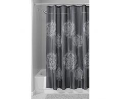 InterDesign Dandelion Duschvorhang | 183,0 cm x 183,0 cm großer Badewannenvorhang | waschbarer Duschvorhang aus weichem Stoff | Polyester grau