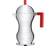 Alessi Pulcina MDL02/6 RFM Design Kaffeemaschine mit Magnetbode aus Aluminium und PA, 6 Tassen, rot