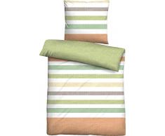 biberna 0024320 Soft-Seersucker Bettwäsche Garnitur mit Kopfkissenbezug (Baumwolle) 1x 155x200 cm + 1x 80x80 cm, türkis (Capri)