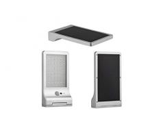 LED LOVERS LED Wandleuchte Solar mit Bewegungssensor für Aussen, Automatische Aussenleuchte Silber mit Bewegungssensor, wasserfest, Reichweite von 3 m