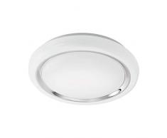 EGLO LED Deckenlampe Capasso, 1 flammige Deckenleuchte, Wandlampe mit chromring, Material: Stahl und Kunststoff, Farbe: chrom, weiß, Ø: 34 cm