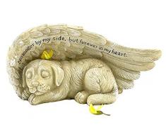 Elaan31 Schlafender Hund mit Engel Flügel Garten Statue 20,3 x 10,2 cm Memorial Pet Klein