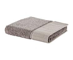 möve Brooklyn Handtuch Uni mit Fischgratbordüre 50 x 100 cm aus 85 % Baumwolle / 10 % Viskose aus Bambus-Zellstoff / 5 % Leinen, cashmere