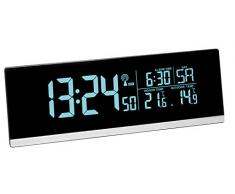 TFA Dostmann Multi-Color Digitaler Funk-Wecker mit Farbwechsel und Außentemperatur, Kunststoff, schwarz, (L) 215 x (B) 30 x (H) 75 mm