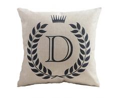 HYSENM Kissen Rückenkissen Kissenbezug Monogramm 45*45cm/55*55cm Baumwolle und Leinen Wohnzimmer, Kissenhülle D 45 x 45 cm