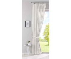 Gardine Voile »Sanremo« Landhaus-Stil Querstreifen HxB 254x140 cm Creme Leinen Häkel Optik Netzstruktur verdeckte Schlaufen Gardinenband, 20190340