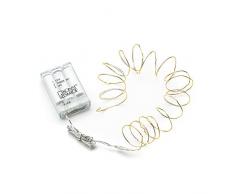 Konstsmide 1460-180 Micro LED Lichterkette / für Innen / VDE geprüft / Batteriebetrieben: 3xAA 1.5V (exkl.) / 6h Timer / 20 warm weiße Dioden / messingfarbener Draht