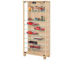 VCM 60475 Sammelvitrine Loono XL, Regal für den Boden aus Holz und Glas in Silber/Buche