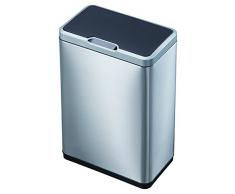 EKO Mirage Sensor Mülleimer 45L Edelstahl (27 x 46 x 65.5 cm, Bewegungssensor, Dämpfer-System, Fingerabdruck frei, Abfallbeutelfixierung), silber