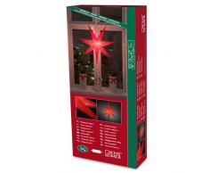 Konstsmide 2982-550 Roter Papierstern, perforiert und rot bestickt, 78x78cm / für Innen (IP20) / 230V Innen / ohne Leuchtmittel / mit an/aus Schalter / weißes Kabel