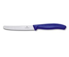 Victorinox Küchenmesser 11cm Swiss Classic (Extra scharfer Wellenschliff, Ergonomischer Griff, Spülmaschinengeeignet) blau