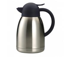 axentia Isolierkanne in Silber, Warmhaltekanne aus doppelwandigem Edelstahl, Kaffeekanne mit Einhand-Ausgießautomatik, Teekanne mit Kunststoff-Griff, Volumen: ca. 1,5 L