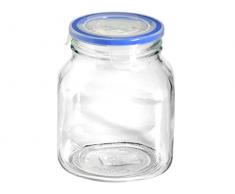 Borgonovo 6245217 Superblok Vorratsdose aus Glas, 1700 CC, transparent/blau