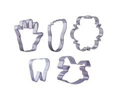 Ausstecher Käsefuß set - 5 Ausstechform Fuss Keksschneider Hand Fuß Schaukelpferd Zahn - Keksausstecher Plätzchen Plätzchenformen Plätzchenausstechform leicht zu reinigen - Ideal für Obst Cookie Teig