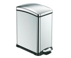EKO New Rejoice Tretmülleimer RVS 15L (38.2 x 21.7 x 41.9 cm, Dämpfer-System, Fingerabdruck frei, Stay-Open, Abfallbeutelfixierung), Edelstahl matt, Metall
