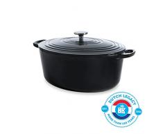 BK Cookware H6071.932 BK Bourgogne Schmortopf Oval 32 cm/7.5L, Emailliertes Gusseisen, Deckel mit Tropfringen, Induktions-/Backofengeeignet, Spülmaschinenfest, Jet Schwarz