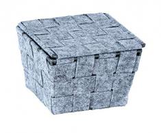 WENKO Aufbewahrungskorb mit Deckel Adria Feltro Mini - Badkorb, Küchenkorb, 14 x 9.5 x 14 cm, Grau