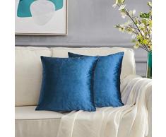 Dekorativer Kissenbezug aus Samt, goldfarben, 2 Stück Modern 22 x 22- set of 2 ozeanblau
