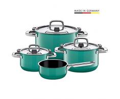 Silit Nature Green Topfset 4-teilig, Töpfe mit Metalldeckel, Silargan Funktionskeramik, Induktionstöpfe, Topf Induktion, grün