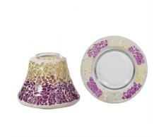 Yankee Candle 1521487 Crackle Set Kerzenschirm mit Teller, Glas, gold / lila, 12 x 12 x 9 cm