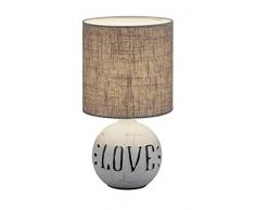 Reality Leuchten Esna R50661025 Tischleuchte, Keramik, Stoffschirm Grau