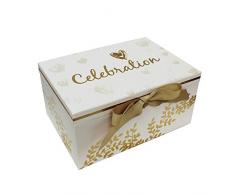 JVL Celebration Special Speicher Andenken Speicher Geschenk-Box, weiß/Gold, Gold/weiß, 28 x 20 x H14 cm
