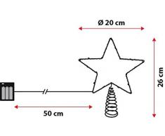 XMASKING Drahtstern Silber H26 cm, Weihnachtsbaumspitze, 20 Micro LEDs kaltweiß, batteriebetrieben, Innenbereich