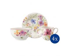 Villeroy & Boch - Mariefleur Basic Frühstücks-Set, 12 tlg., Service mit Landhausflair, Premium Porzellan, spülmaschinen-, mikrowellengeeignet, weiß/bunt