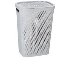 CURVER Wäschebox Infinity mit Punktmuster 59l in hellgrau, Plastik, Grau, 35 x 25 x 10 cm