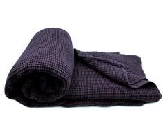 JOWOLLINA XXL Waffelpique Bettüberwurf Plaid Decke 220x240 cm Leinenmischung Stonewashed vorgewaschen (Wild Plum)