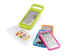 Tenta Küche 4 Stück Käse Reibe Set mit Container - Zester Parmesan Käseschredder Gemüseschneider Käse Reibe - Fein und grob Metall Hand Käse Reibe Verstellbare Hartkäse Schneidemaschine., Edelstahl, 4 in 1,Red, 1