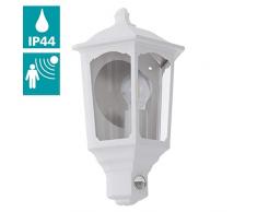 EGLO Außen-Wandlampe Manerbio, 1 flammige Außenleuchte inkl. Bewegungsmelder, Sensor-Wandleuchte aus Aluguss und Glas, Farbe: Weiß, Fassung: E27, IP44