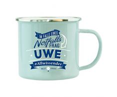 History & Heraldry Echter Kerl Emaille Becher, Uwe, Mehrfarbig