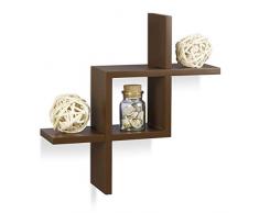 Relaxdays Wandregal schwebend, Zum Zusammenstecken, Modernes Design, Mit 6 kg belastbar, MDF, HBT: 40x40x12cm, Braun