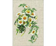 Riolis Kamillen Blumenstrauß Kreuzstichpackung, Baumwolle, Mehrfarbig, 21 x 30 x 0,1 cm