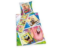 Herding 447537050 Bettwäsche Sponge Bob, Kopfkissenbezug 80 x 80 cm und Bettbezug 135 x 200 cm, 100 % Baumwolle, Renforce