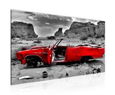 Bilder Auto Grand Canyon Wandbild Vlies - Leinwand Bild XXL Format Wandbilder Wohnzimmer Wohnung Deko Kunstdrucke Rot 1 Teilig - MADE IN GERMANY - Fertig zum Aufhängen 602212a