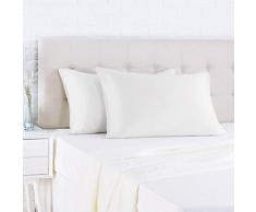 AmazonBasics - Kissenbezug, Satin - 50 x 80 cm x 2, Weiß