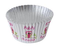 PME Foliengefütterte Backförmchen für Cupcakes, Motiv Niedliche Eulen, Standardgröße mit tieferer Füllung, Packung mit 30 Stück