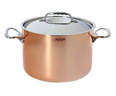 de Buyer 6443.24 Schmortopf, Kupfer/Edelstahl 2 mm, mit Deckel, Henkel aus Gusseisen/Edelstahl, Durchmesser 24 cm