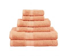 Superior - 6-teilige Kollektion, weiches/saugfähiges Handtuchset, Kunstseide aus Bambus und Baumwolle, Lachsfarben