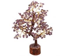 Crocon Amethyst Natürliche Heilung Edelstein Kristall Bonsai Fortune Geld Baum für viel Glück, Reichtum und Prosperity-Home Büro Decor Spirituelle Geschenk (mit Golden Draht) Größe 10-12 Zoll