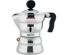 Alessi AAM33 / 1 Moka Espressomaschine aus Aluminiumguss, Griff und Kunststoffknopf, schwarz, 1 Tasse