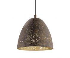 EGLO Pendellampe Safi, 1 flammige Vintage Pendelleuchte im Industrial Design, Retro Hängelampe aus Stahl, Ø: 27,5 cm, Farbe: Braun, gold, Fassung: E27