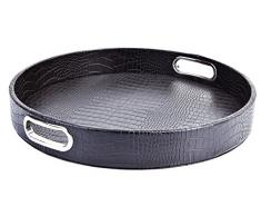 SIGNATURE HOME COLLECTION Tablett, Lederimitat, Schwarz