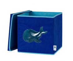 STORE.IT Spielzeugkiste mit Sichtfenster - Walfisch, Blau , 30x30x30cm