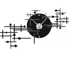 Graz Design 800154_AL_070 Wandtattoo Uhr Wanduhr modern modernes Industrie Design Deko für Wohnzimmer (Uhr Silber gebürstet /Aufkleber Schwarz)